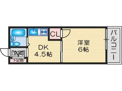 臼井ビル(1DK/2階)の間取り写真