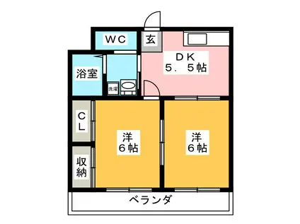 かいづかファミリア1(2LDK/2階)の間取り写真