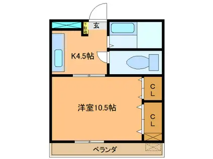 浦和サンコーポ(1K/3階)の間取り写真