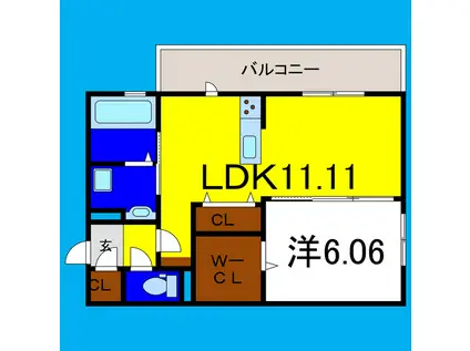 徳島県徳島市 3階建 築4年(1LDK/1階)の間取り写真