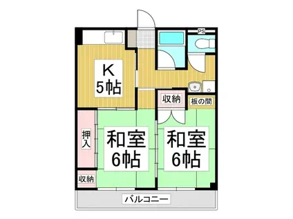 カネトハイツ(2K/2階)の間取り写真