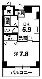 ブルーメ安宅(1DK/2階)の間取り写真