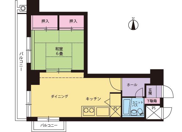 ダイアパレス長野中央(1DK/7階)の間取り写真