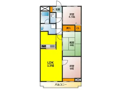 ヴェルアージュ小山(3LDK/7階)の間取り写真