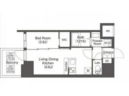 コンフォリアリヴ北浜平野町(1LDK/4階)の間取り写真