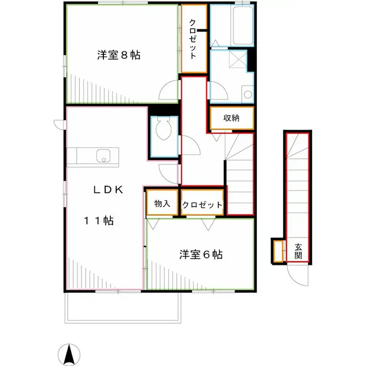 シャルメゾンA棟 2階階 間取り