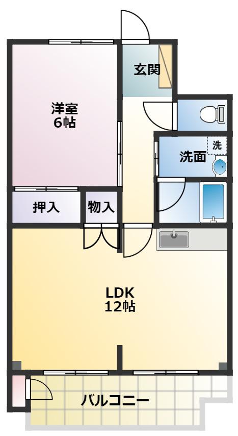 白河ハイツ(1LDK/3階)の間取り写真