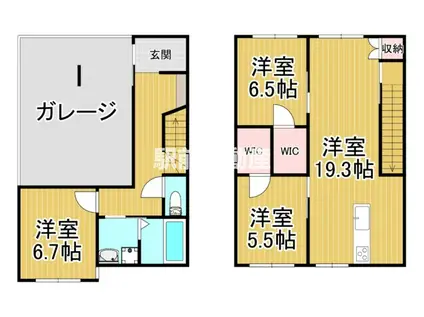 AURORA(3LDK/1階)の間取り写真