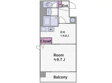 BELLA VISTA(1DK/7階)の間取り写真