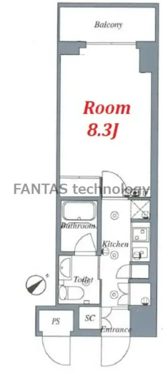 ライジングプレイス石川町 2階階 間取り