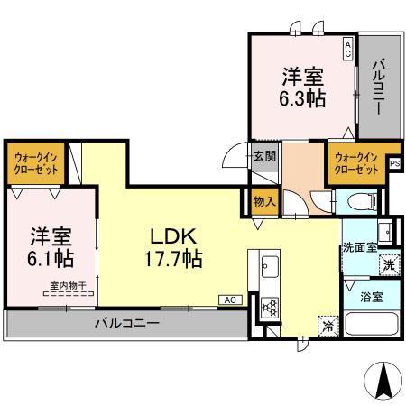D-AVANCE 花田(2LDK/3階)の間取り写真