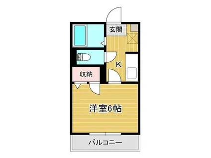 ヒルサイドコート(1K/2階)の間取り写真