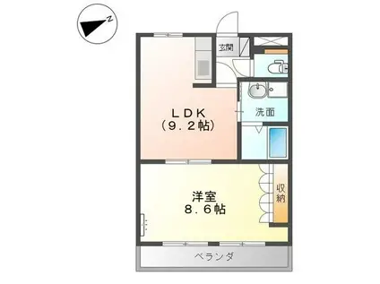 グランドハイム福田(1LDK/2階)の間取り写真