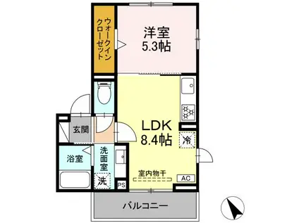 ENISHI(1LDK/3階)の間取り写真