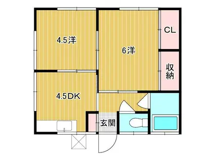 MOMO旅館(2DK/2階)の間取り写真