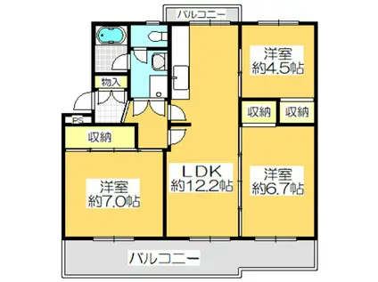 ヴィラナリー屋島 5号棟(3LDK/4階)の間取り写真