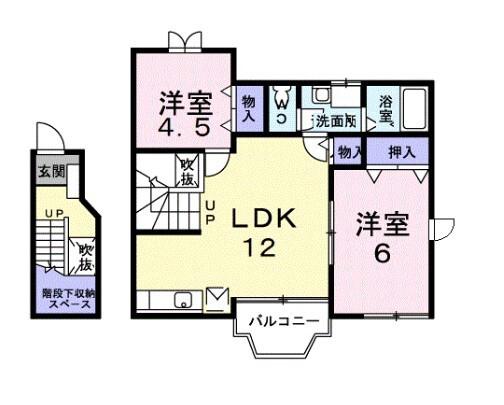 プリエール B(2LDK/2階)の間取り写真