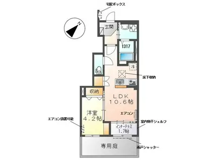 ルナフォーリア(1LDK/1階)の間取り写真