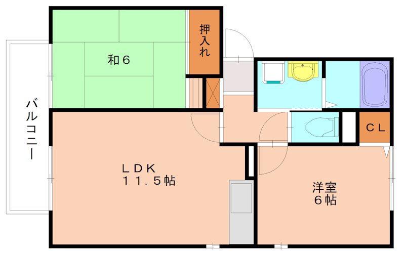 グレイスパル(2LDK/2階)の間取り写真