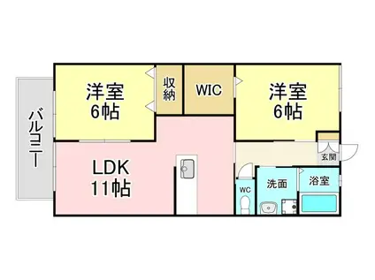 エクセルハイムB(2LDK/2階)の間取り写真