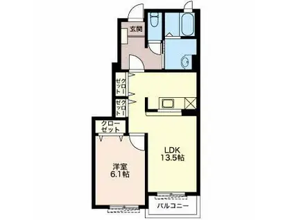 アーバンダンスII(1LDK/1階)の間取り写真