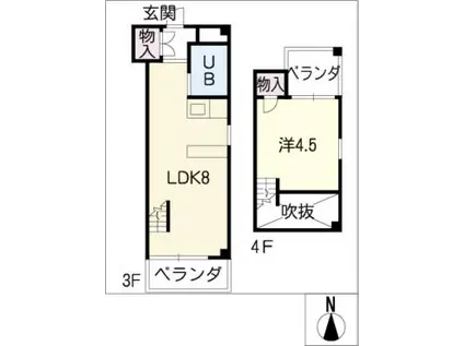 パティオM(1LDK/4階)の間取り写真
