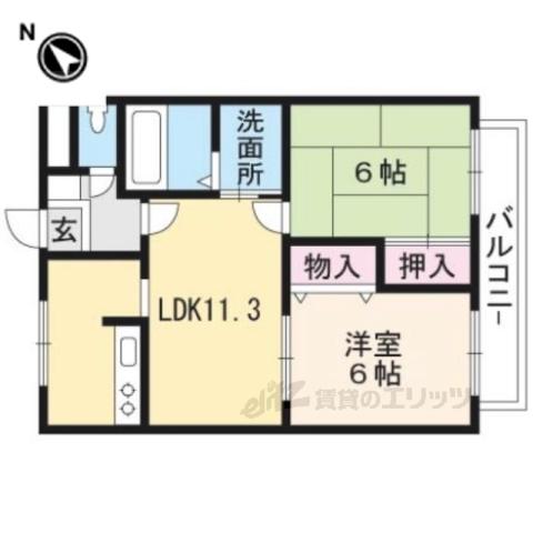ウエストヴィレッジ(2LDK/1階)の間取り写真