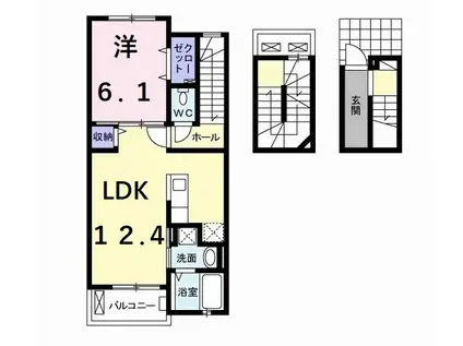 レグラス(1LDK/3階)の間取り写真