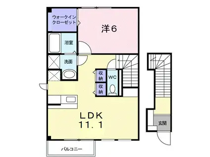 グレースランタナII(1LDK/2階)の間取り写真