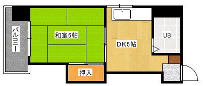 グリーンハウス(1DK/5階)の間取り写真