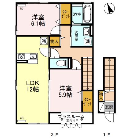 ルビー C(2LDK/2階)の間取り写真