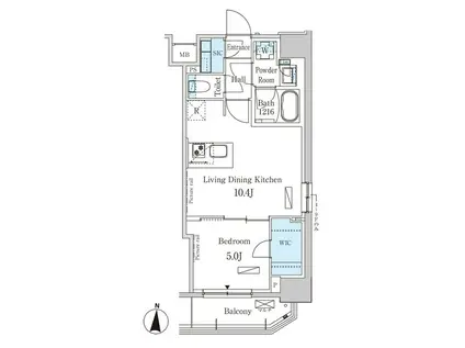 パークアクシス錦糸町ウエスト(1LDK/4階)の間取り写真