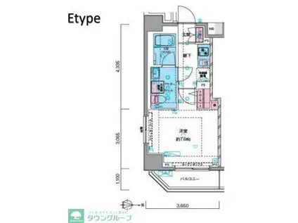 ジェノヴィア押上スカイガーデン(1K/3階)の間取り写真
