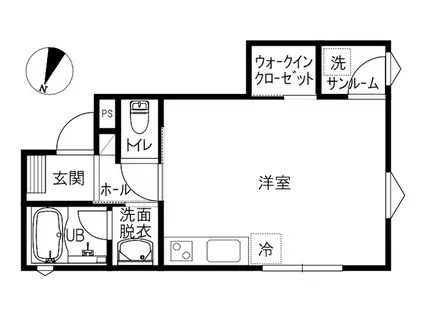 スウィートチェリー(ワンルーム/2階)の間取り写真