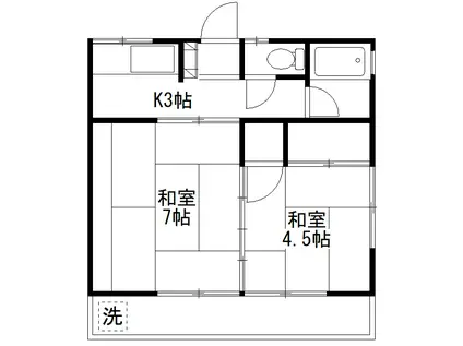 ダイヤハウス(2K/2階)の間取り写真
