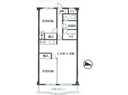 コーポラス本郷台(2LDK/2階)の間取り写真