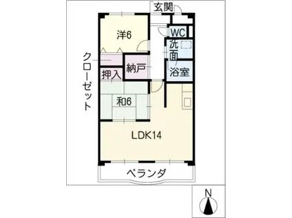 フロールI(2LDK/2階)の間取り写真