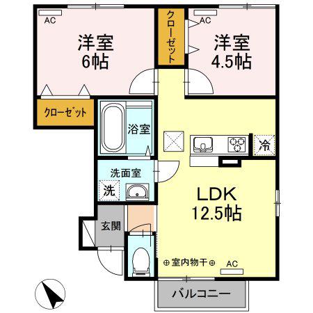 プランドール III(2LDK/1階)の間取り写真
