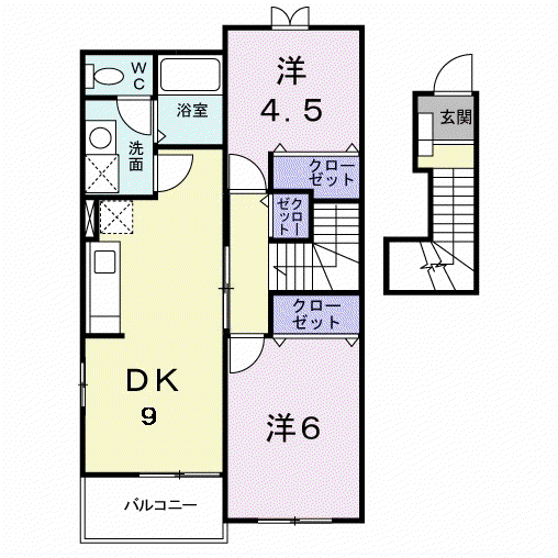 アヴニール(2DK/2階)の間取り写真