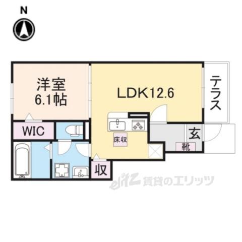 エヴァ グリーン ヴィラ 2棟(1LDK/1階)の間取り写真