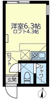 ユナイト杉田ボブラングレー(ワンルーム/2階)の間取り写真