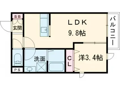 AGR 石橋(1LDK/1階)の間取り写真