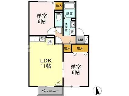 セリシア(2LDK/2階)の間取り写真