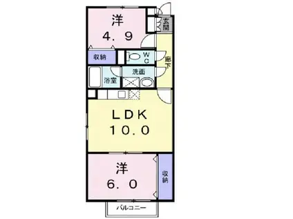 メゾン・ボヌールF II(2LDK/1階)の間取り写真