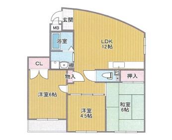 第20千里ハイツ(3LDK/1階)の間取り写真