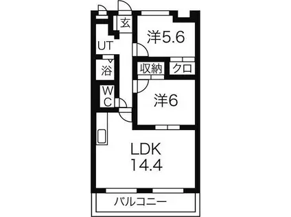 セントラルハイツ舟岡(2LDK/3階)の間取り写真
