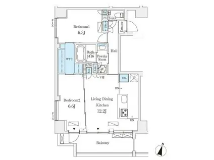 フルハウス飯田橋(2LDK/2階)の間取り写真