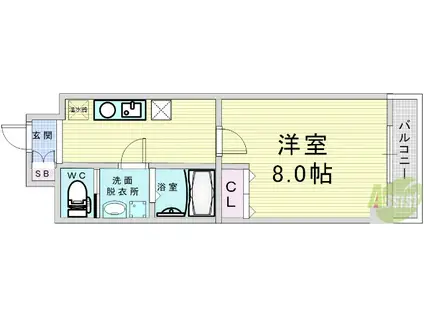 メゾンサンワ歌島橋(1K/2階)の間取り写真