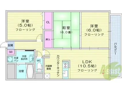 グランドール泉中央(3LDK/4階)の間取り写真