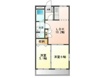 プラムヴィレッジ(2LDK/1階)の間取り写真